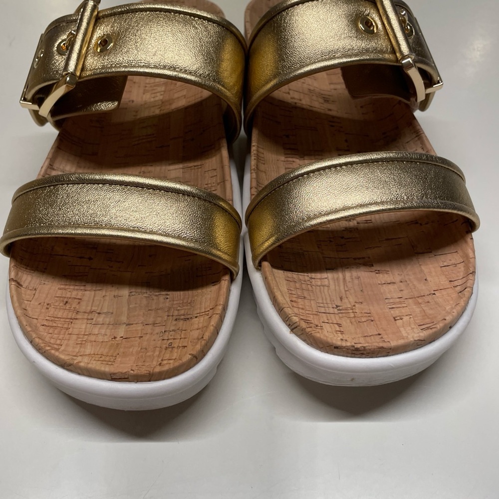 Michael Kors Pale Gold Colby Slides - Picture 3 of 4